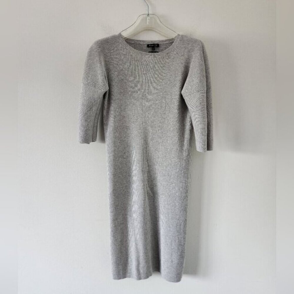MASSIMO DUTTI | Wool viscose sweater dress ribbed gray sz XS